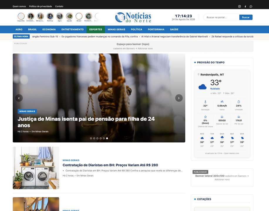 Jornal Noticias do Norte — portal de notícias automatizado